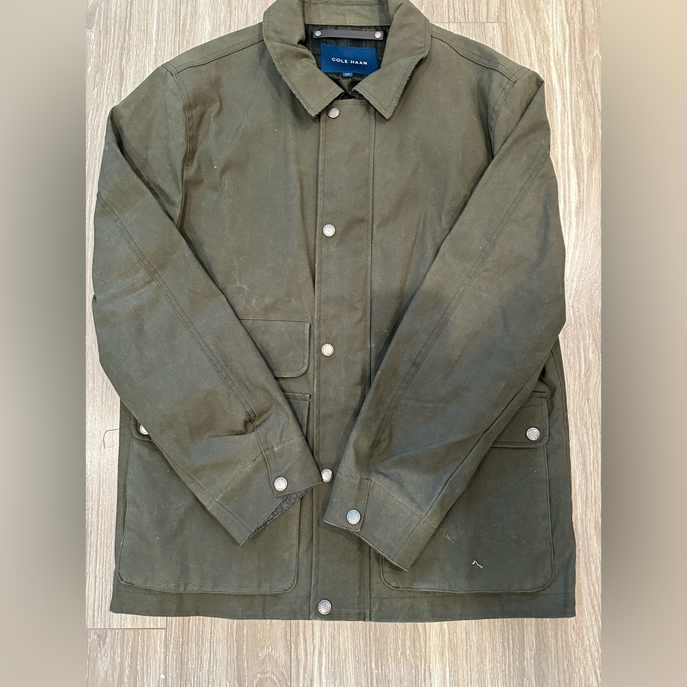 Cole Haan Waxed Cotton Rain Shirt Jacket